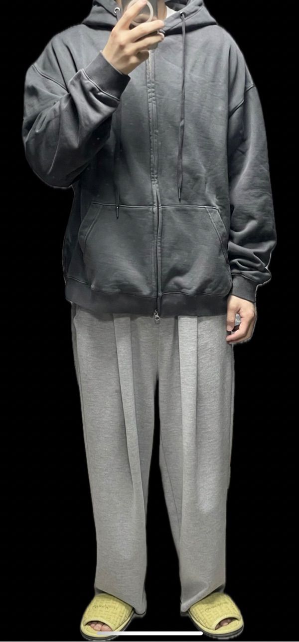 MUSINSA | TOFFEE 2 way pigment sweat hood zip up (CHARCOAL)