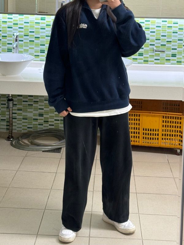 MUSINSA | thisisneverthat® (FW23) Open Collar Sweatshirt Navy