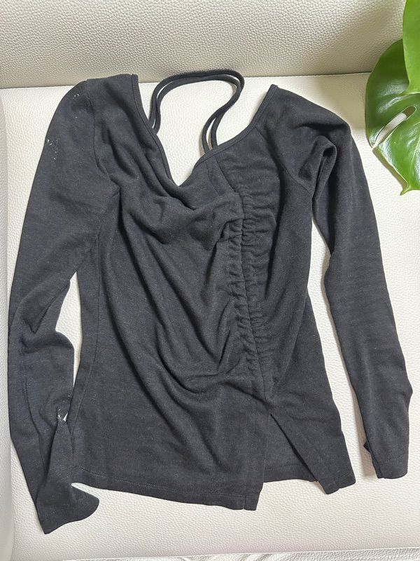 MUSINSA | ETMON String One Off Shoulder T-Shirt, Black