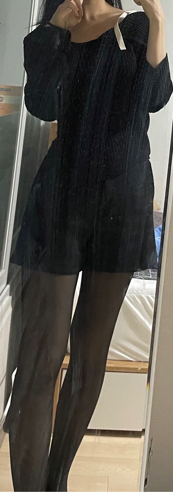 MUSINSA | GLOWNY ISA ASYMMETRICAL KNIT TOP (BLACK)