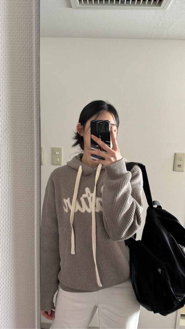 MUSINSA | SATUR Applique Logo Cashmere Blend Hooded Knit