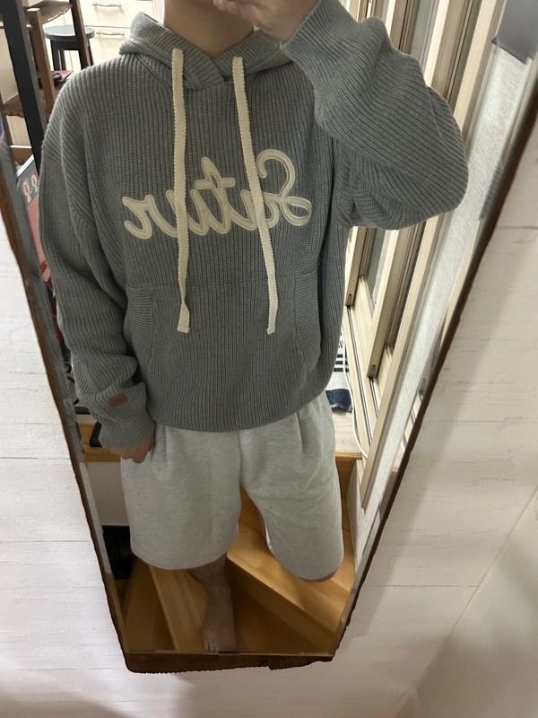 MUSINSA | SATUR Applique Logo Cashmere Blend Hooded Knit