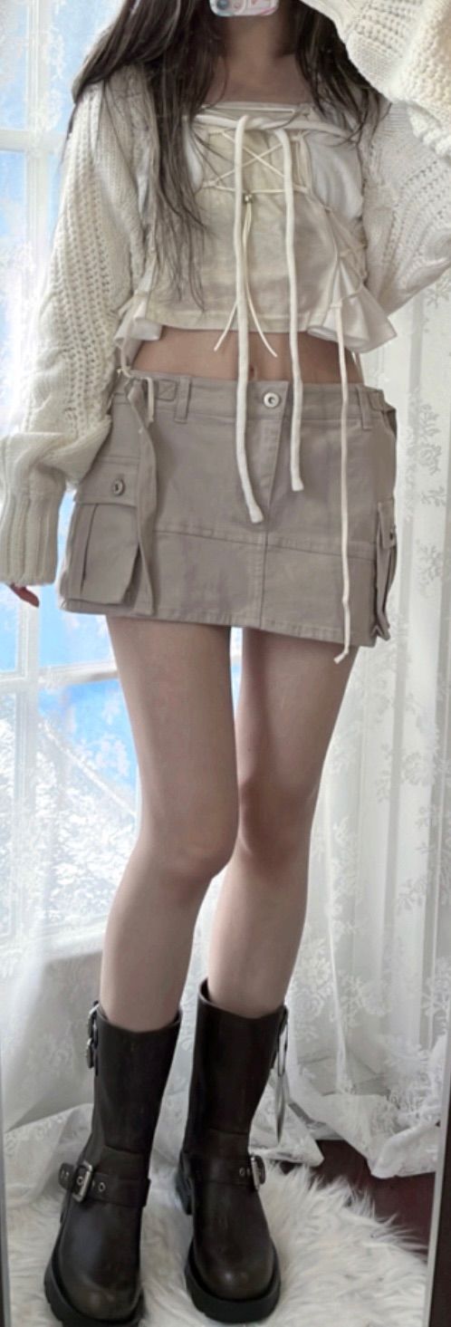 MUSINSA | PAINORPLEASURE NIX MINI SKIRT khaki