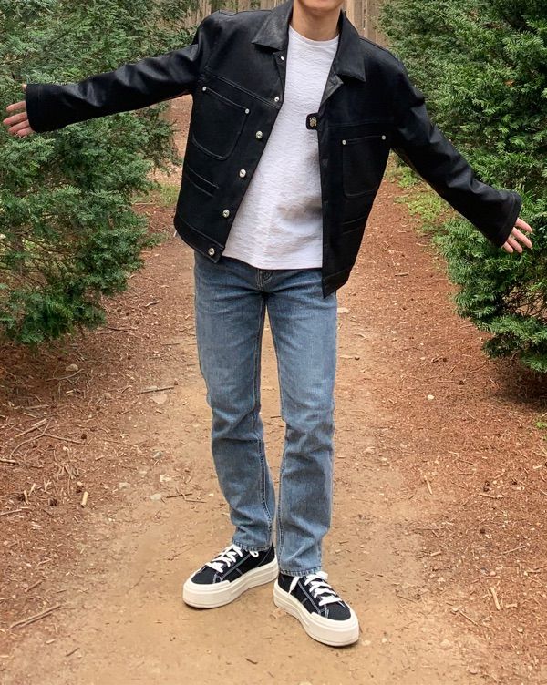 MUSINSA公式 | SATUR Symbol Brooch Fox Leather Jacket Classic Black