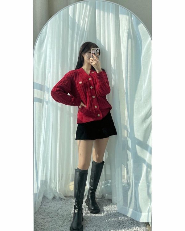 SATUR カーディガン　burgundy red 韓国 SATUR カーディガンburgundy red 韓国