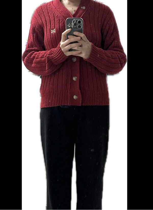 MUSINSA公式 | SATUR Faro oversized boucle cardigan burgundy red