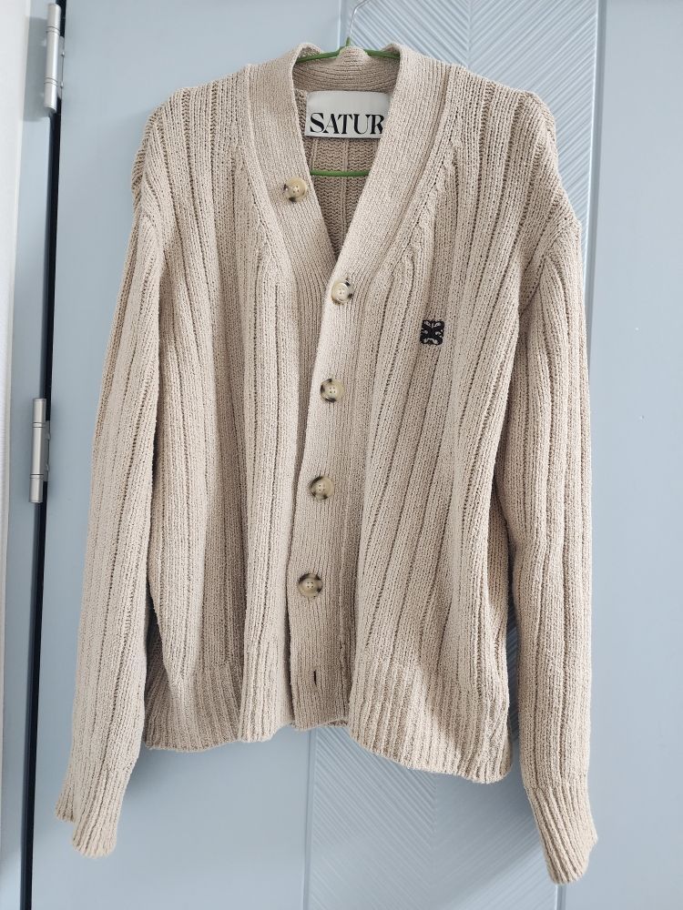 MUSINSA | SATUR Faro oversized boucle cardigan soft beige