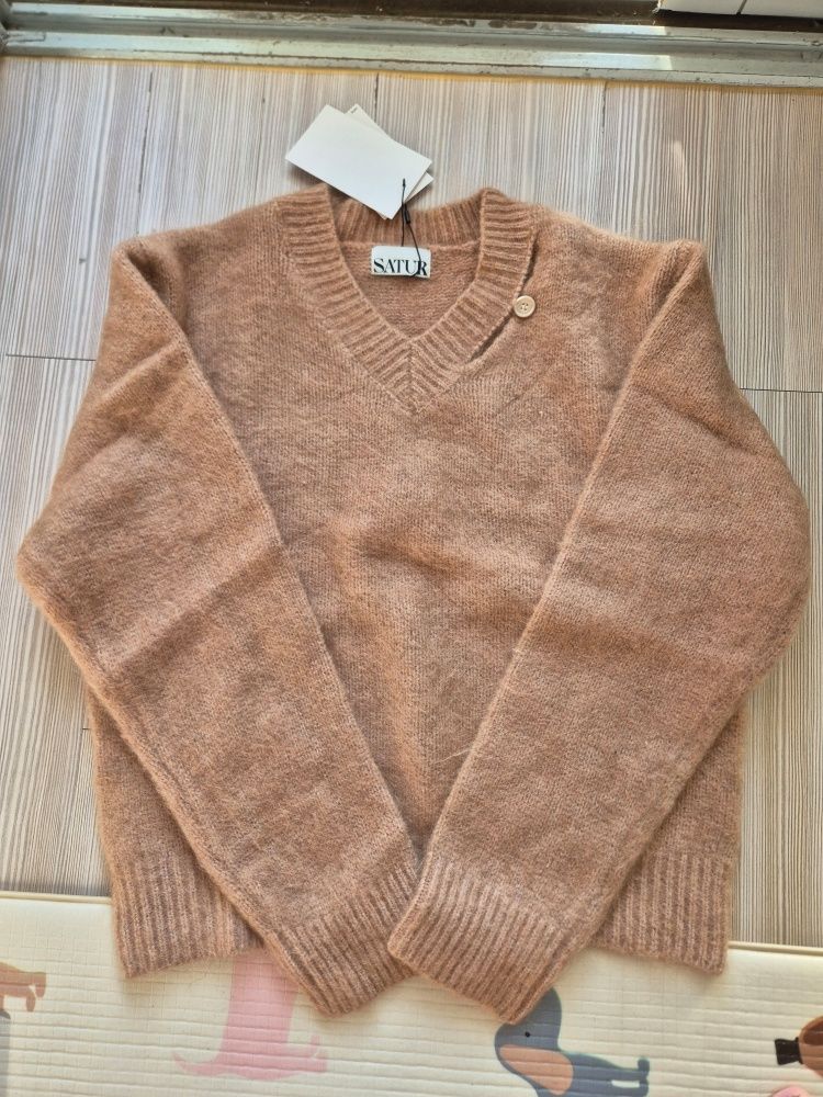 【SATUR】ESSEN TWO TONE MOHAIR PULLOVER KNIT MUSINSA | SATUR Essen Two Tone Mohair Pullover Knit Melange Grey