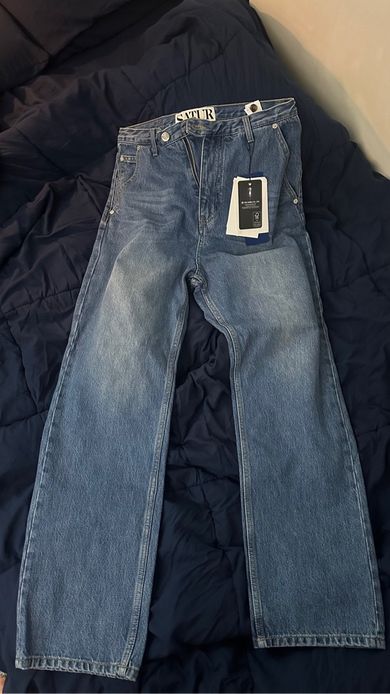 MUSINSA | SATUR Formal straight denim pants mid blue