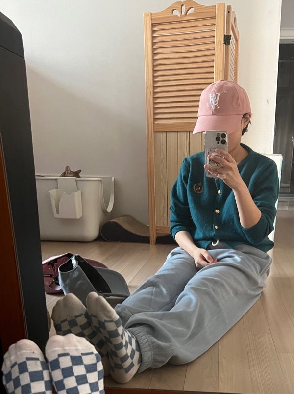 MUSINSA | WOOALONG Corduroy signature ball cap - PINK