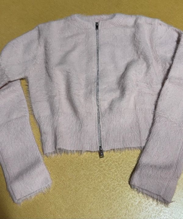 ジャケット WOOALONG Hairy knit zipup cardigan IVORY Hairy knit zip-up cardigan - IVORY - 우알롱(WOOALONG)