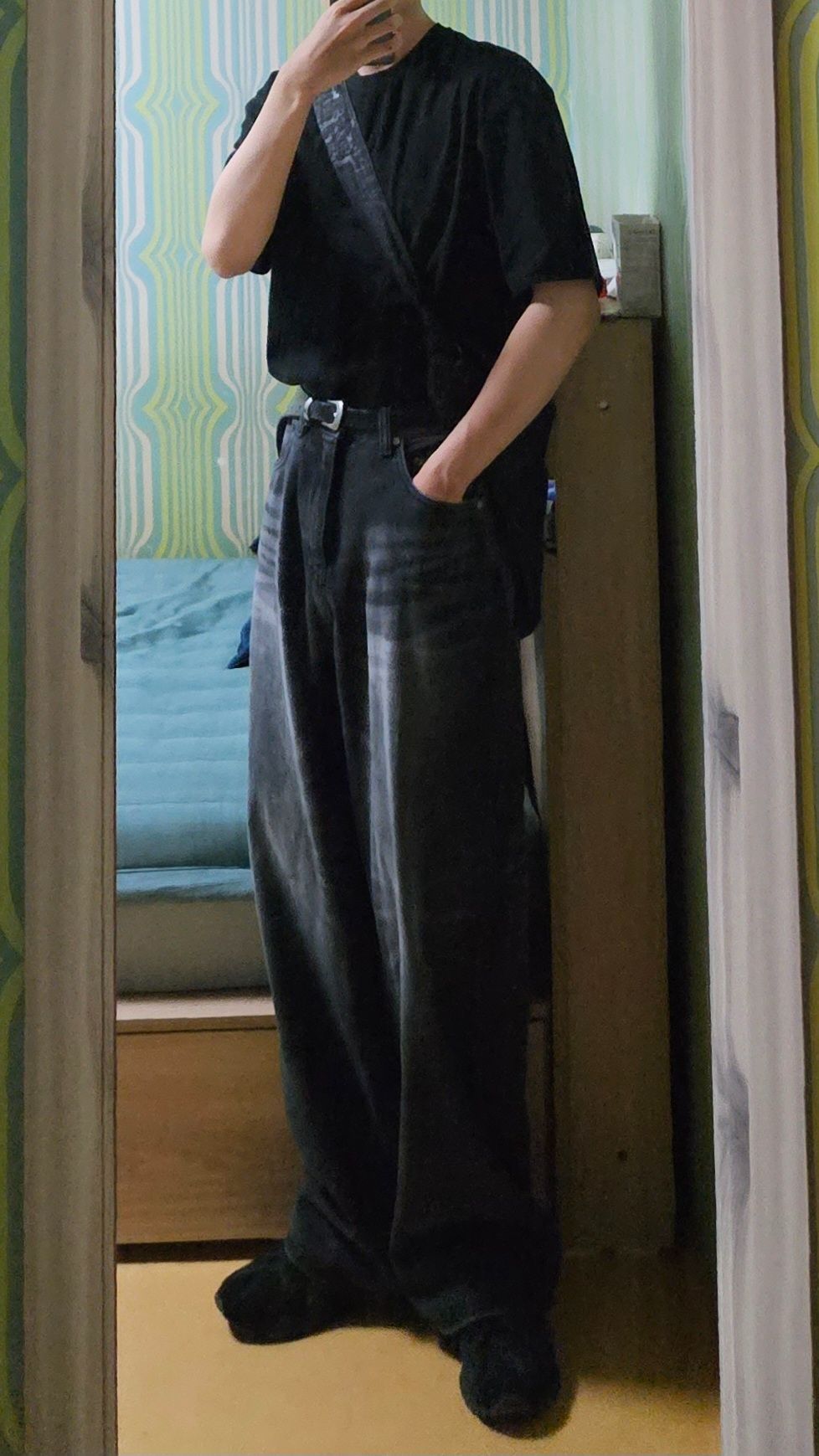 MUSINSA公式 | DNSR Signature wide denim pants black