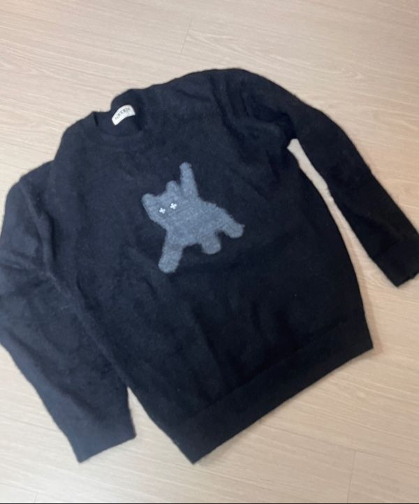 MUSINSA公式 | AEAE Flashed Cats Angora Knit -[BLACK]