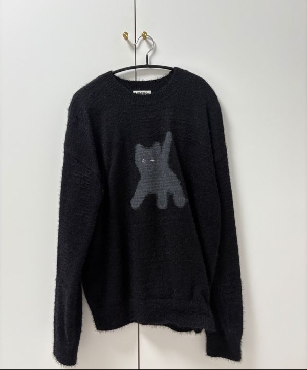MUSINSA公式 | AEAE Flashed Cats Angora Knit -[BLACK]