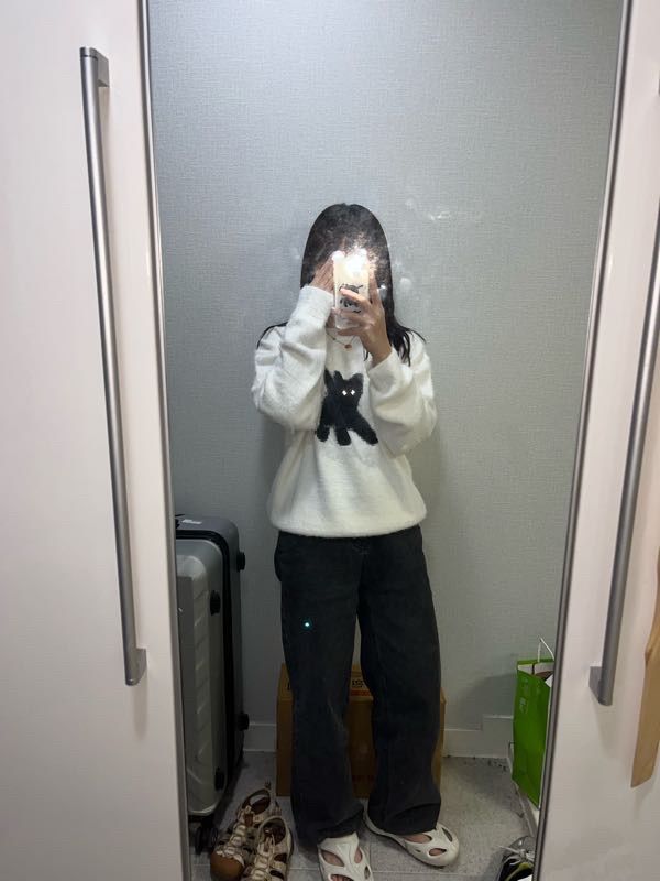 MUSINSA | AEAE Flashed Cats Angora Knit -[WHITE]