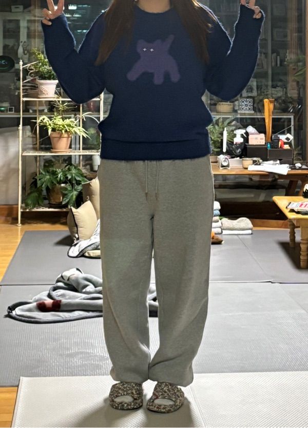 MUSINSA公式 | AEAE Flashed Cats Angora Knit -[BLUE NAVY]