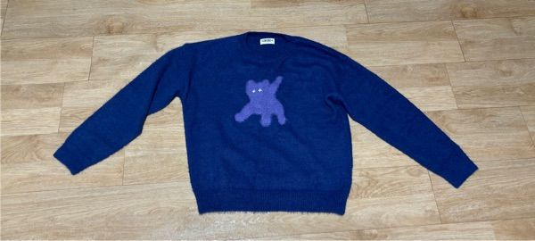 MUSINSA公式 | AEAE Flashed Cats Angora Knit -[BLUE NAVY]