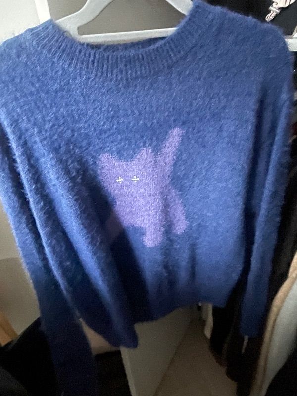 MUSINSA公式 | AEAE Flashed Cats Angora Knit -[BLUE NAVY]