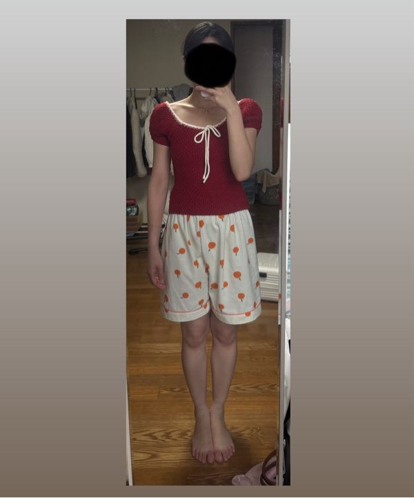 Sinoon Puff Half Knit Top red 赤 MUSINSA | SINOON [Hearts2Hearts STELLA wearing] PUFF HALF