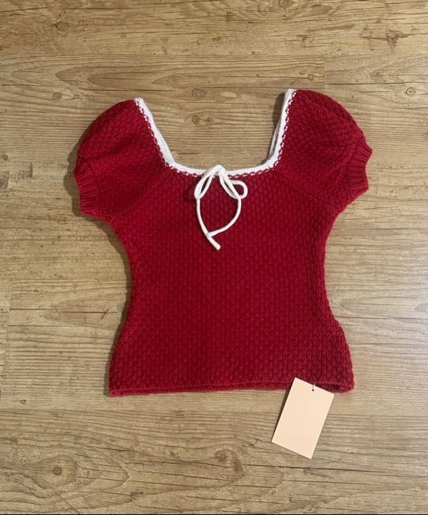 MUSINSA | SINOON [Hearts2Hearts STELLA wearing] PUFF HALF KNIT TOP