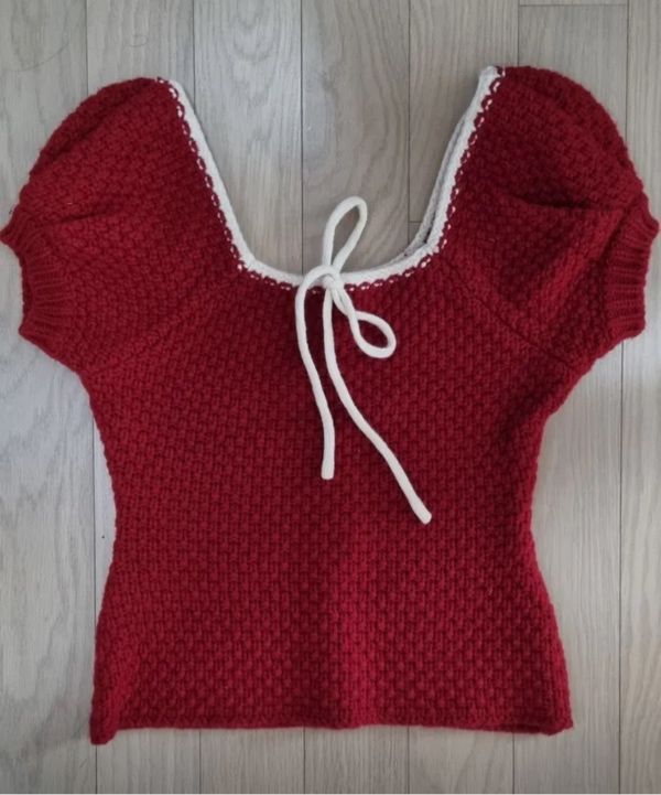 MUSINSA | SINOON [Hearts2Hearts STELLA wearing] PUFF HALF KNIT TOP