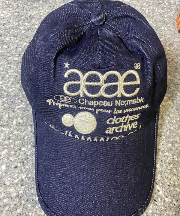MUSINSA | AEAE WEB LOGO DENIM 5 PANNEL CAP - [MID BLUE]