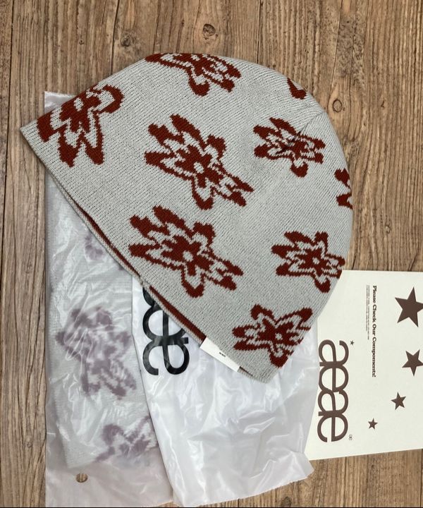 MUSINSA公式 | AEAE Jacquard Flower Beanie -[COOL GRAY]