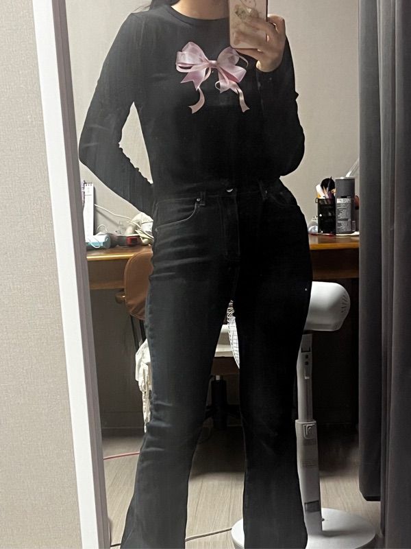 Tシャツ・カットソー RONRON I RIBBON SLIM CROP LONG SLEEVE GREY MUSINSA | RONRON DOUBLE RIBBON SLIM CROP LONG SLEEVE GREY
