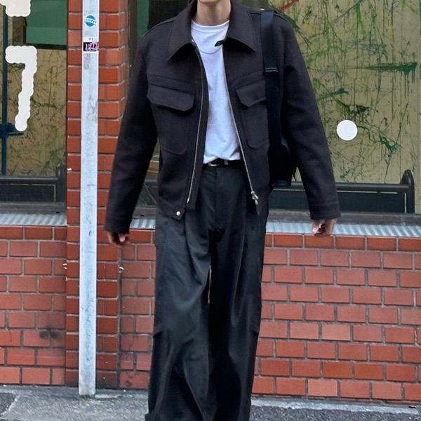 ジャケット・アウター BESLOW CASHMERE MILITARY ZIP-UP JACKET S MUSINSA | BESLOW CASHMERE MILITARY ZIP-UP JACKET MELANGE BROWN