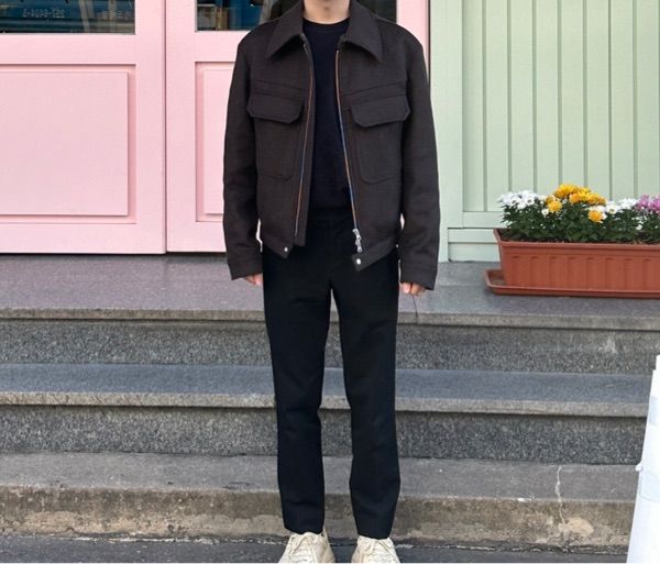 MUSINSA | BESLOW CASHMERE MILITARY ZIP-UP JACKET MELANGE BROWN