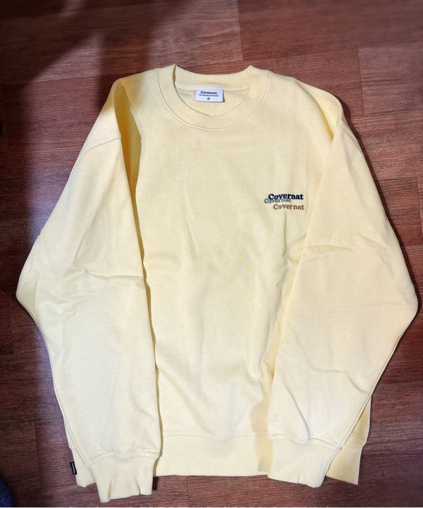 ★★COVERNAT★★ Brushed multi-logo sweatshirt blue CO2303CR MUSINSA | COVERNAT Brushed multi-logo sweatshirt blue