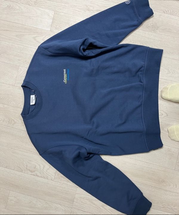 MUSINSA | COVERNAT Brushed multi-logo sweatshirt blue