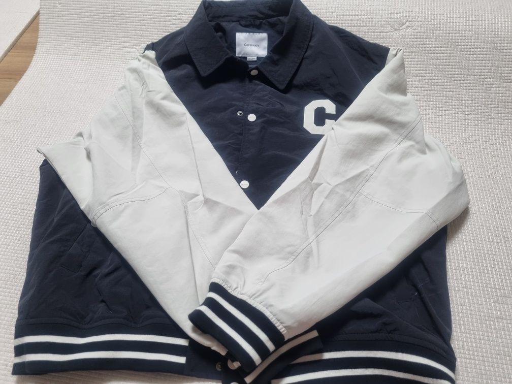 MUSINSA | COVERNAT C logo collar varsity jacket black