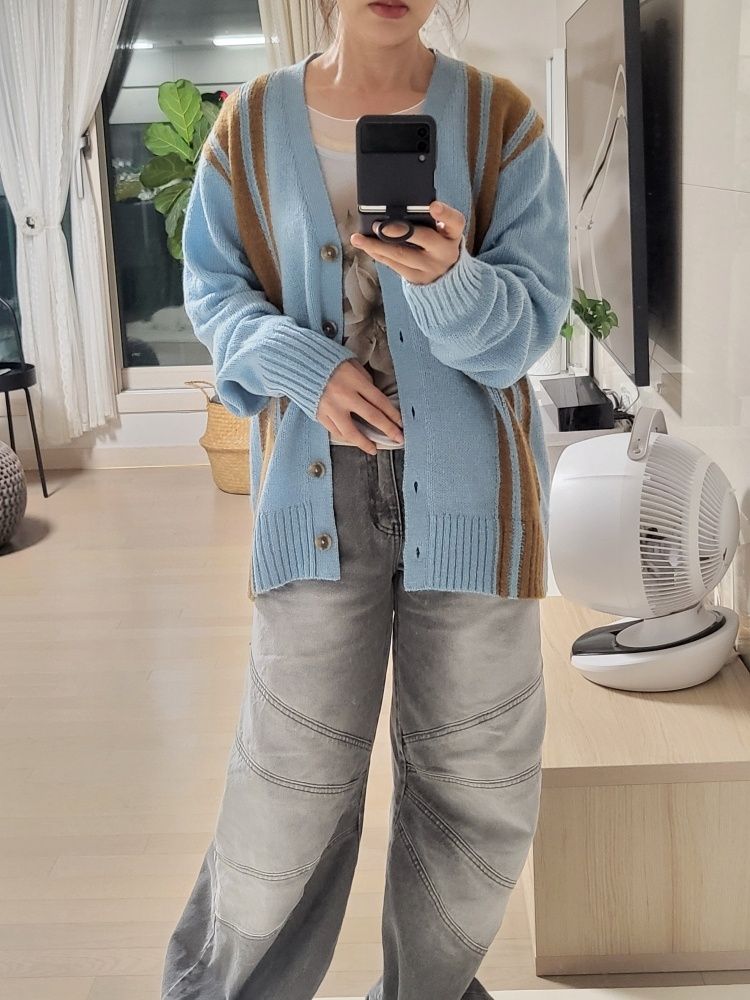 ★SCULPTOR★ Mohair Stripe Cardigan Sky Blue SC23A227BL MUSINSA | SCULPTOR Mohair Stripe Cardigan Sky Blue