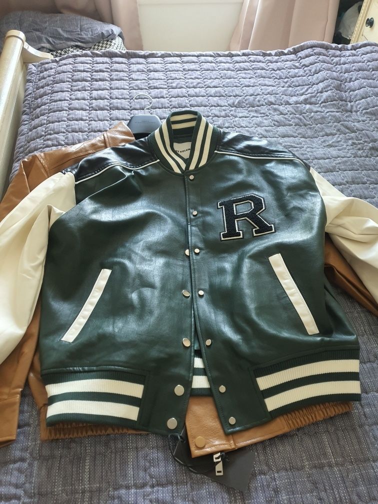 louren volume leather blouson Black Blouson Leather Jacket by LU'U