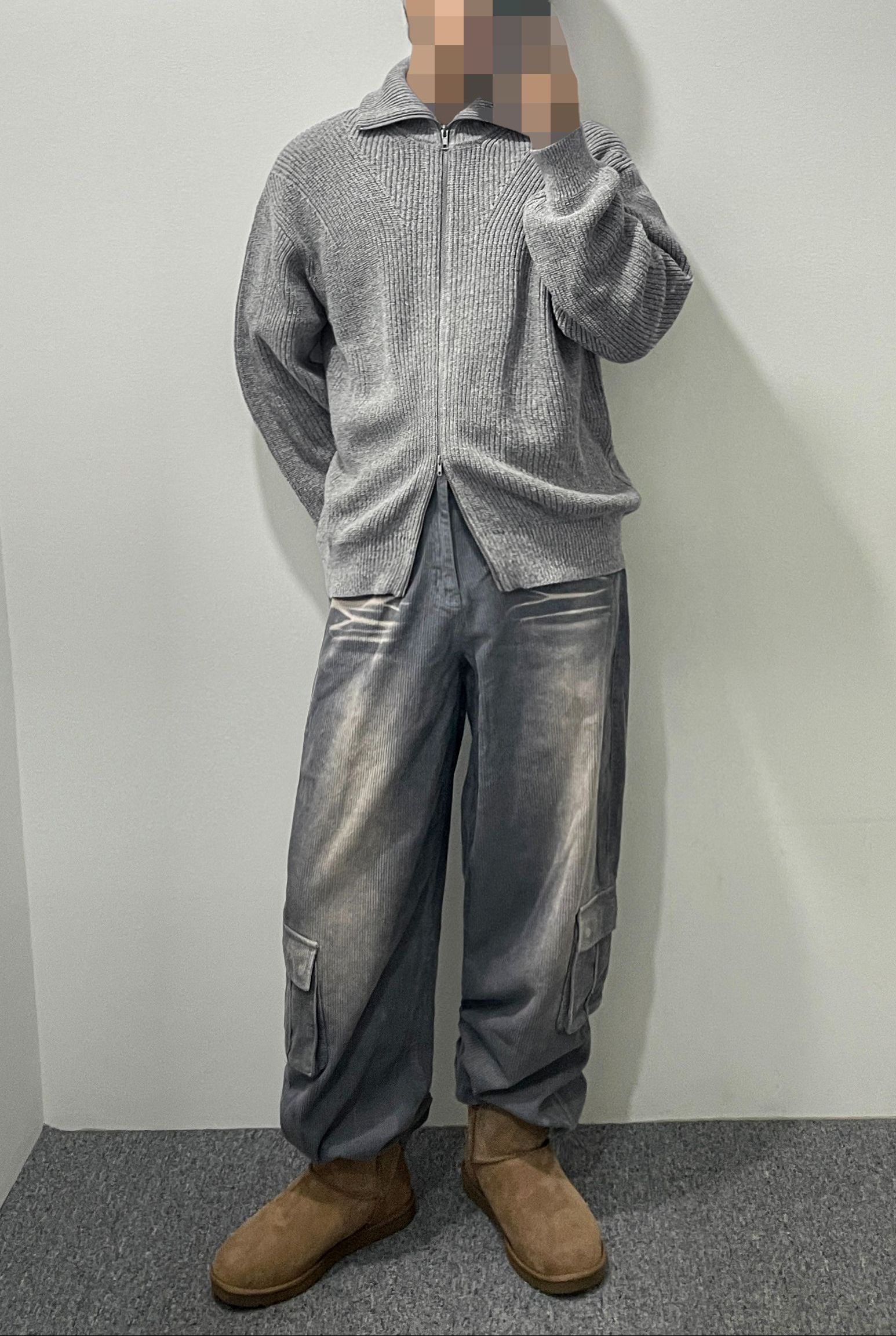 ★TRILLION★ Vintage Washed Corduroy Wide Cargo Pants GRAY T MUSINSA | TRILLION Vintage washed corduroy wide cargo pants