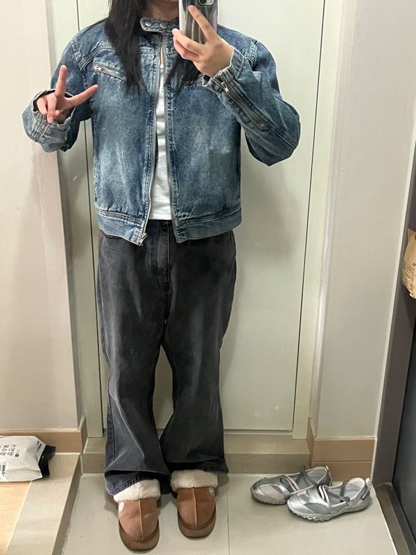 【韓国 MILLO ARCHIVE】Washed Denim Racing Jacket MUSINSA | MILLO WOMEN Washed Denim Racing Jacket [Stone Black]