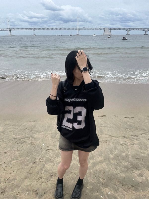 MUSINSA | EASY NO EASY Long Sleeve Football Jersey - Black