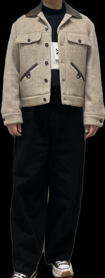 MUSINSA | SATUR Hairy wool blend trucker jacket organic beige