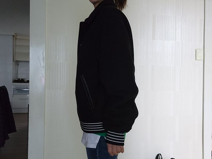 ブルゾン MUSINSA STANDARD Wool blend collared varsity jacket black MM MUSINSA | MUSINSA STANDARD Wool blend collared varsity