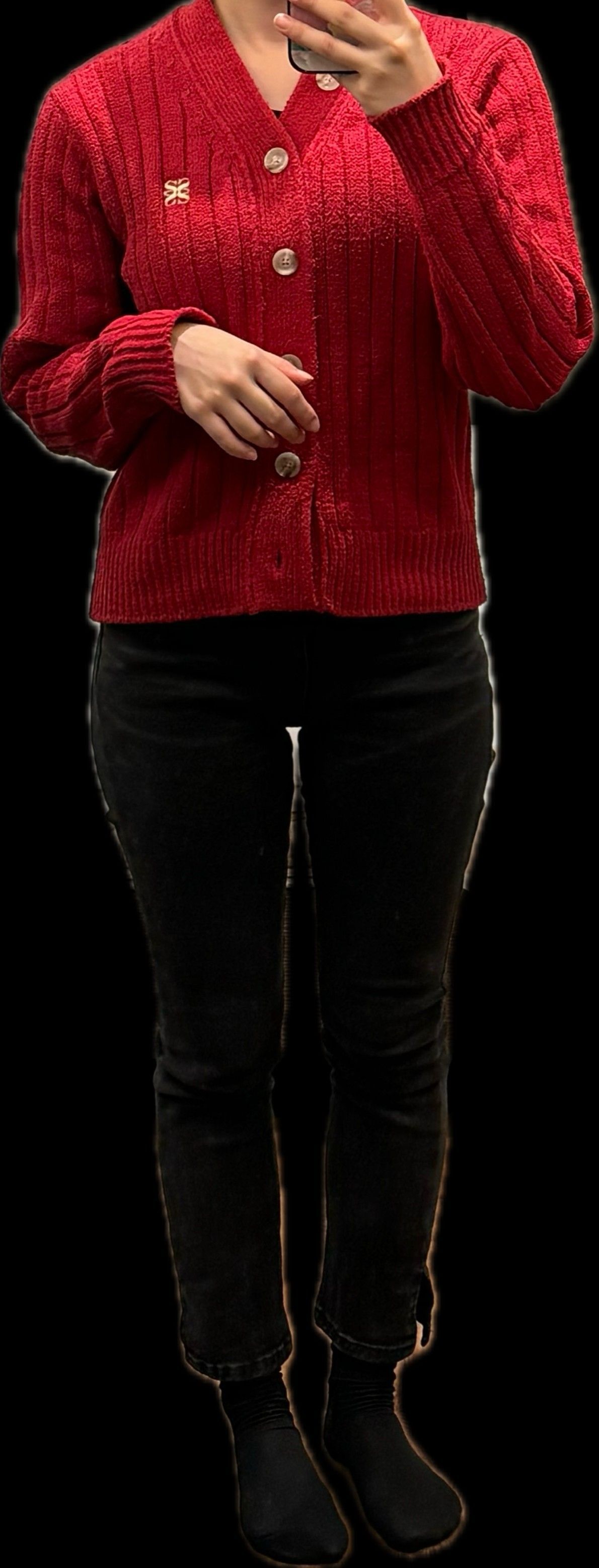 MUSINSA | SATUR (W) Faro oversized boucle cardigan burgundy red