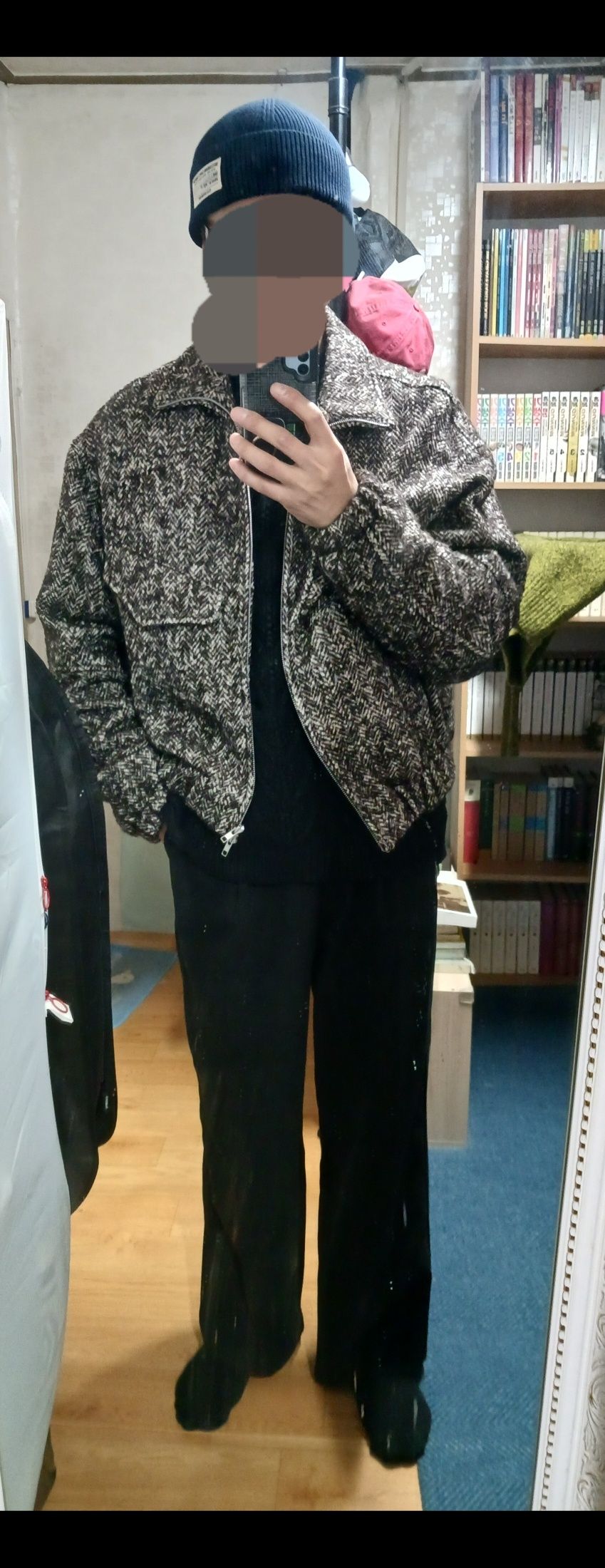 AFTER PRAY】High-Neck Wool Blouson Brown