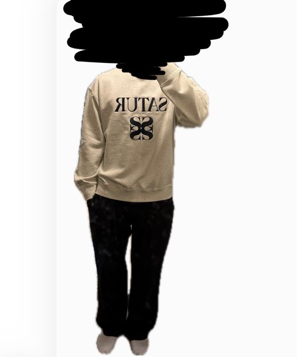 MUSINSA | SATUR Classic logo sweatshirt melange ivory