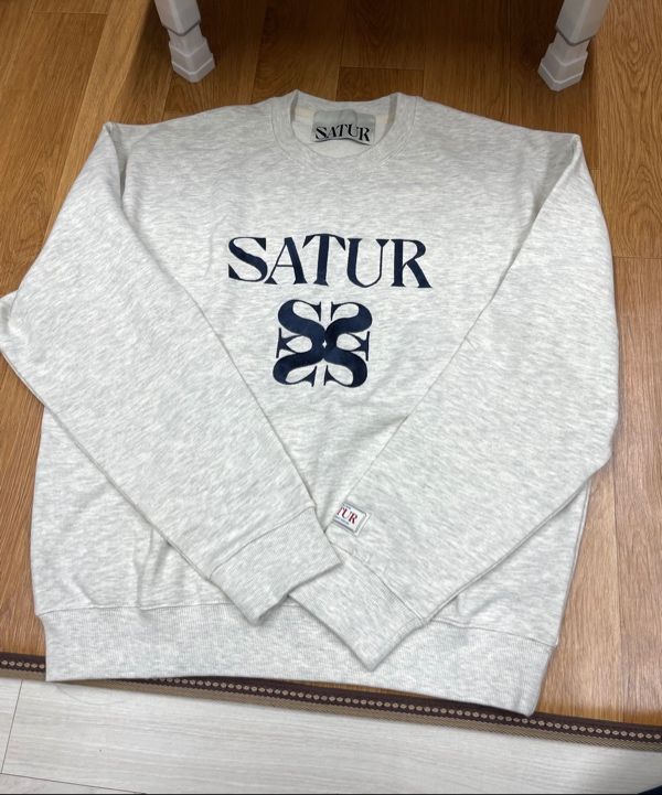 MUSINSA | SATUR Classic logo sweatshirt melange ivory