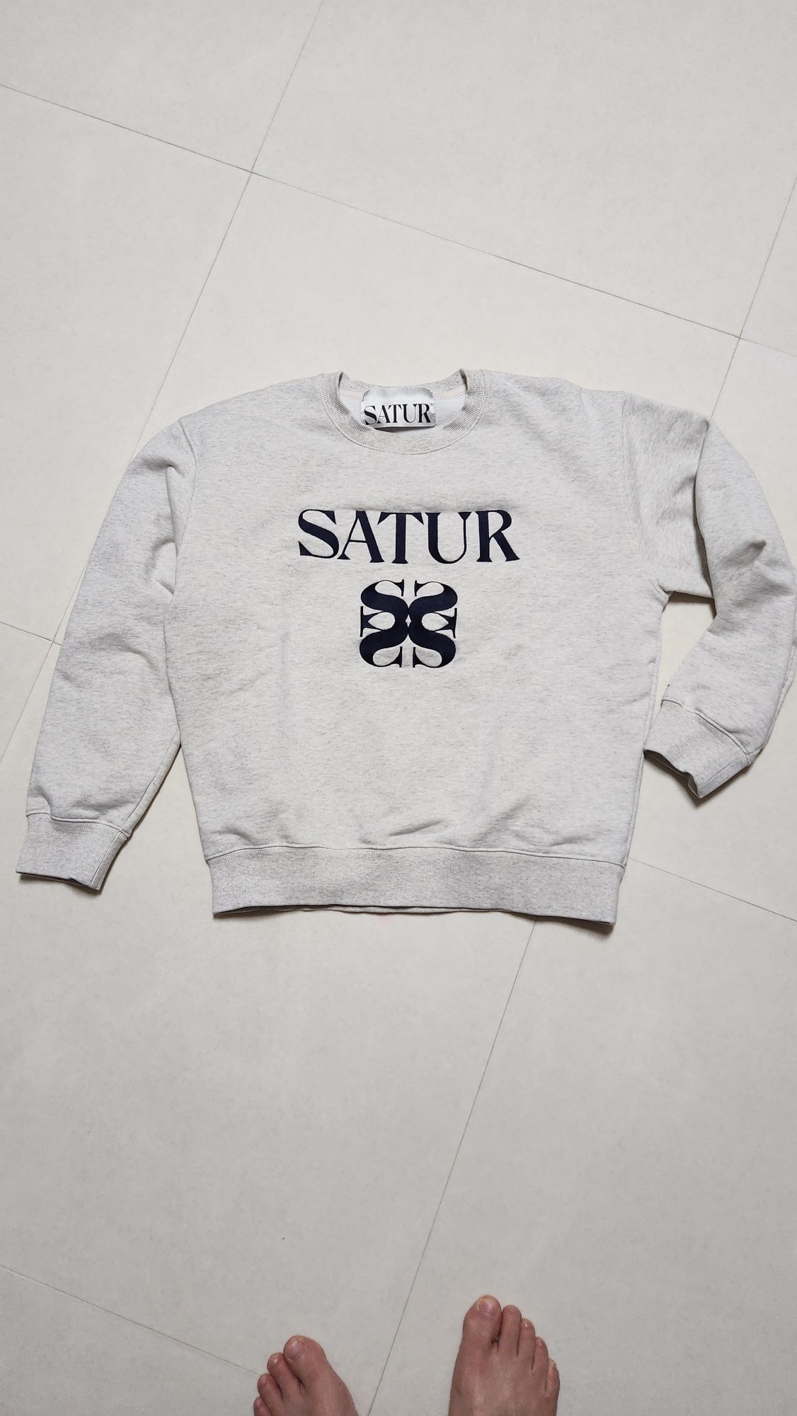 MUSINSA | SATUR Classic logo sweatshirt melange ivory