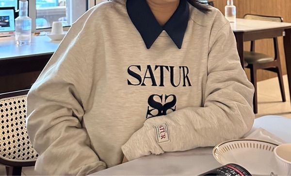 MUSINSA | SATUR Classic logo sweatshirt melange ivory
