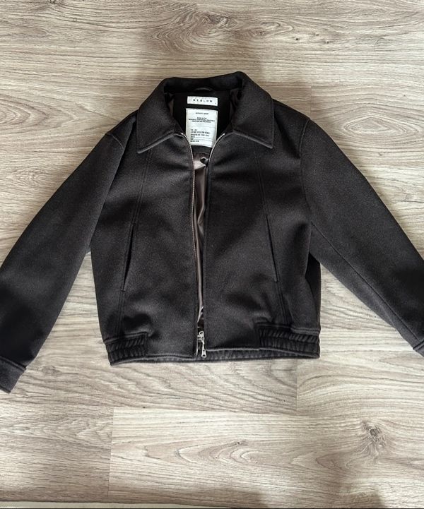 MUSINSA公式 | BESLOW WOOL WIDE COLLAR HARRINGTON JACKET DARK BROWN