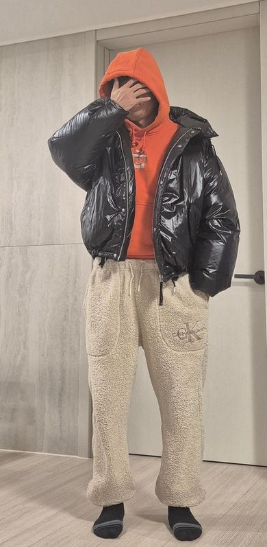MUSINSA公式 | BESLOW OVERSIZED M65 HOOD SHORT DOWN PARKA GLOSSY BLACK