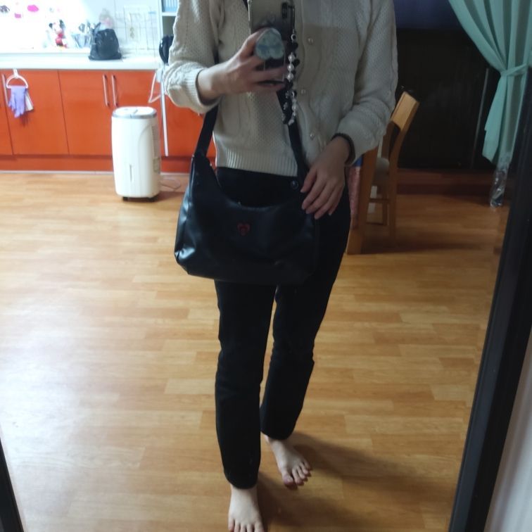 ショルダーバッグ・ポシェット [ULKIN CANVAS]Bettyboop Leather String Shirring Shoulder Bag BettyBoop] Leather String Shirring Shoulder Bag_Black
