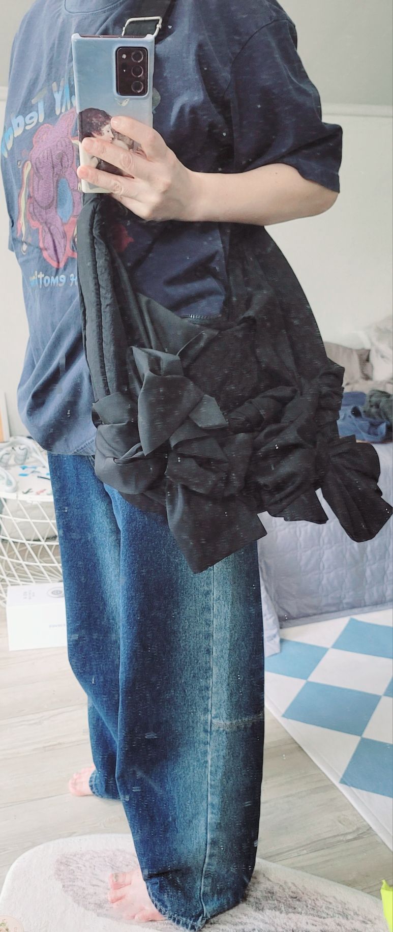 MUSINSA | IUGAMAKARAS Knotted Shoulder Bag (Nylon-Silver)